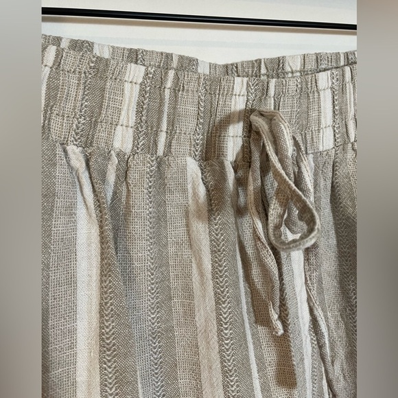 Briggs Linen Blend Wide Leg Pull On Pants Drawstring Size XL Striped Boho Chic - Picture 11 of 12